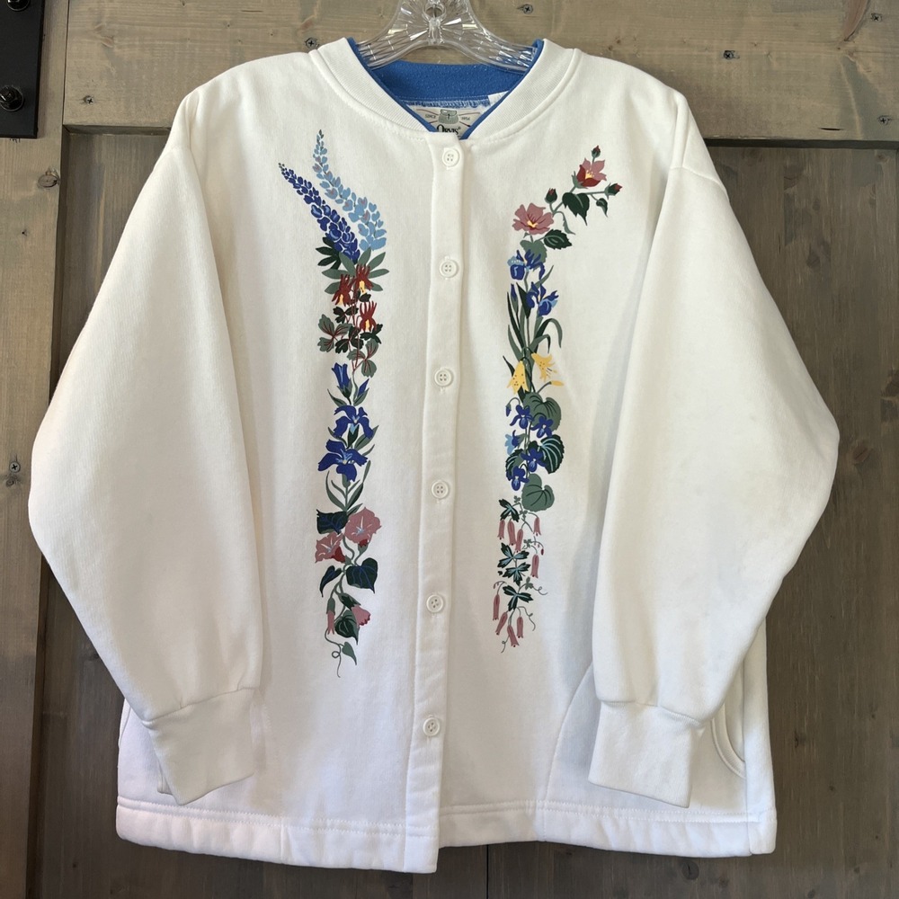 Vintage Orvis Floral Cardigan Button Sweater Women's Size Med Grandmacore